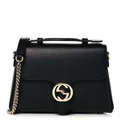 Gucci Dollar Calfskin Interlocking G Top Handle Shoulder Bag Black 1 of 12