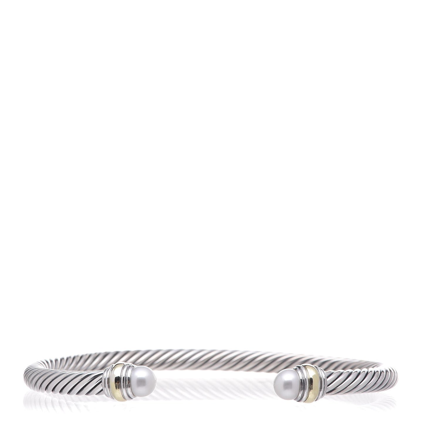 Sterling Silver 14K Yellow Gold Pearl 5mm Cable Classics Bracelet