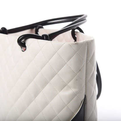 Chanel Calfskin Quilted Large Cambon Tote White Black 18 of 18
