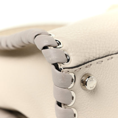 Fendi Cuoio Romano Selleria Vitello Dolce Lace Up Medium Peekaboo Iconic Satchel Camelia Milk Grigio Polvere 13 of 15