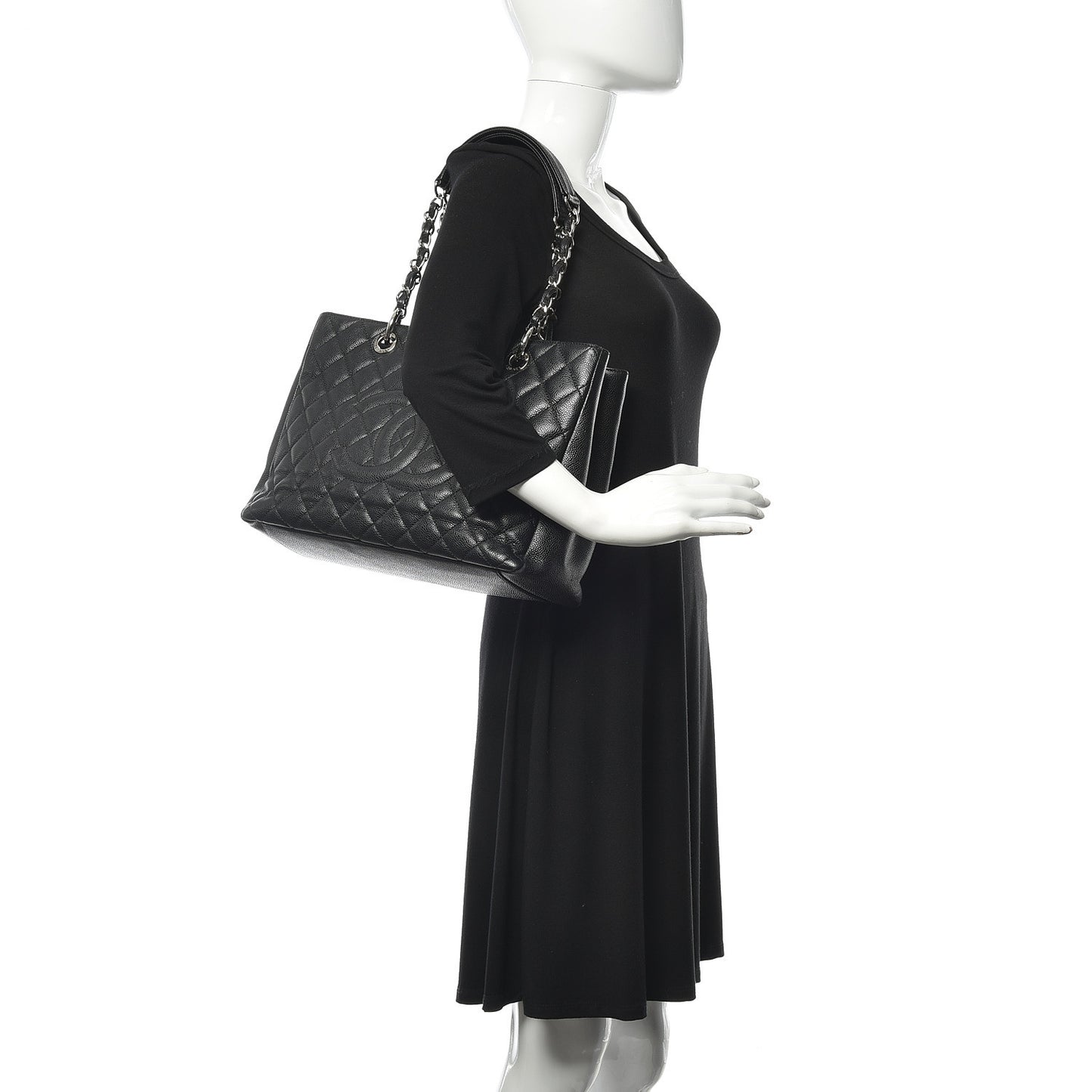 Caviar Quilted Grand Shopping Tote GST Black
