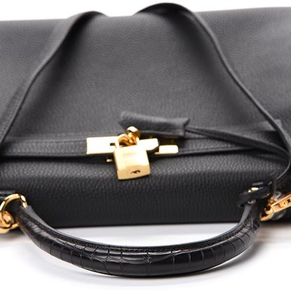 Hermes Togo Matte Alligator Kelly Retourne Touch 28 Black 7 of 38
