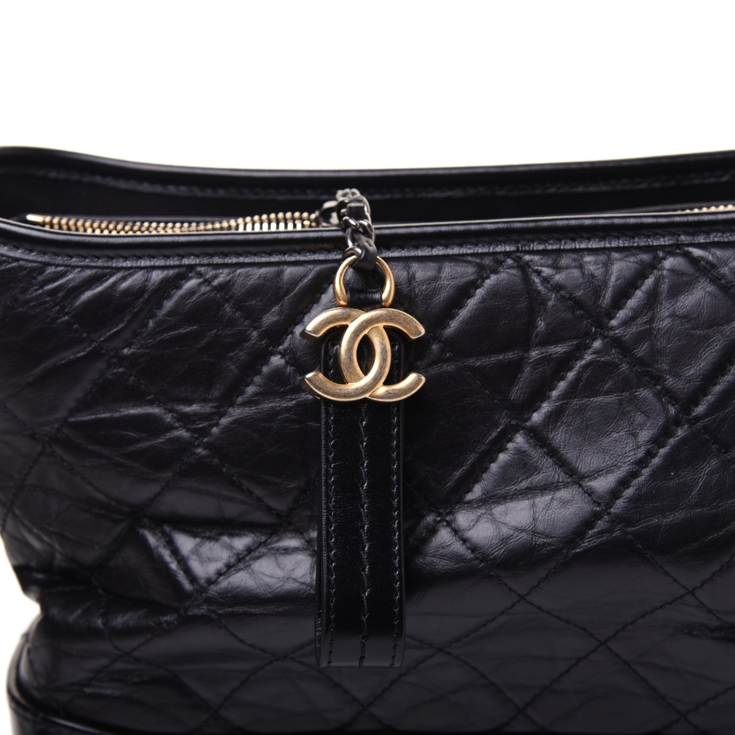 Chanel Aged Calfskin Quilted Medium Gabrielle Hobo Black 17 of 18