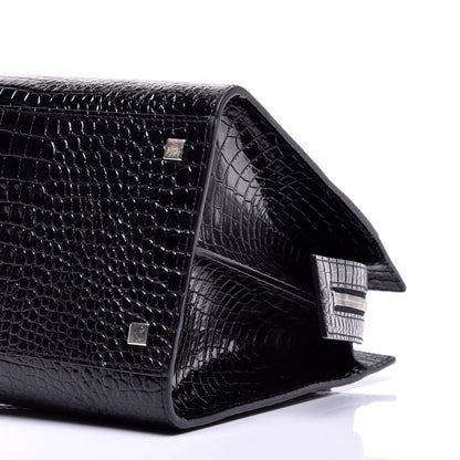 Saint Laurent Croc Calfskin Embossed Medium Uptown Tote Black 8 of 8