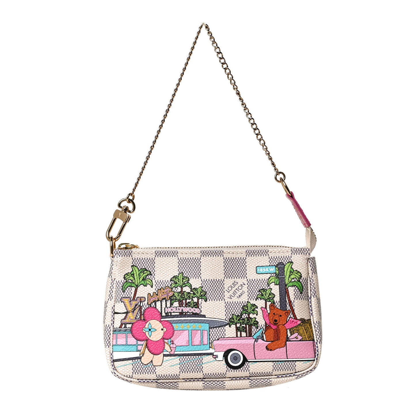 Damier Azur 2021 Christmas Animation Hollywood Mini Pochette Accessories Fuchsia