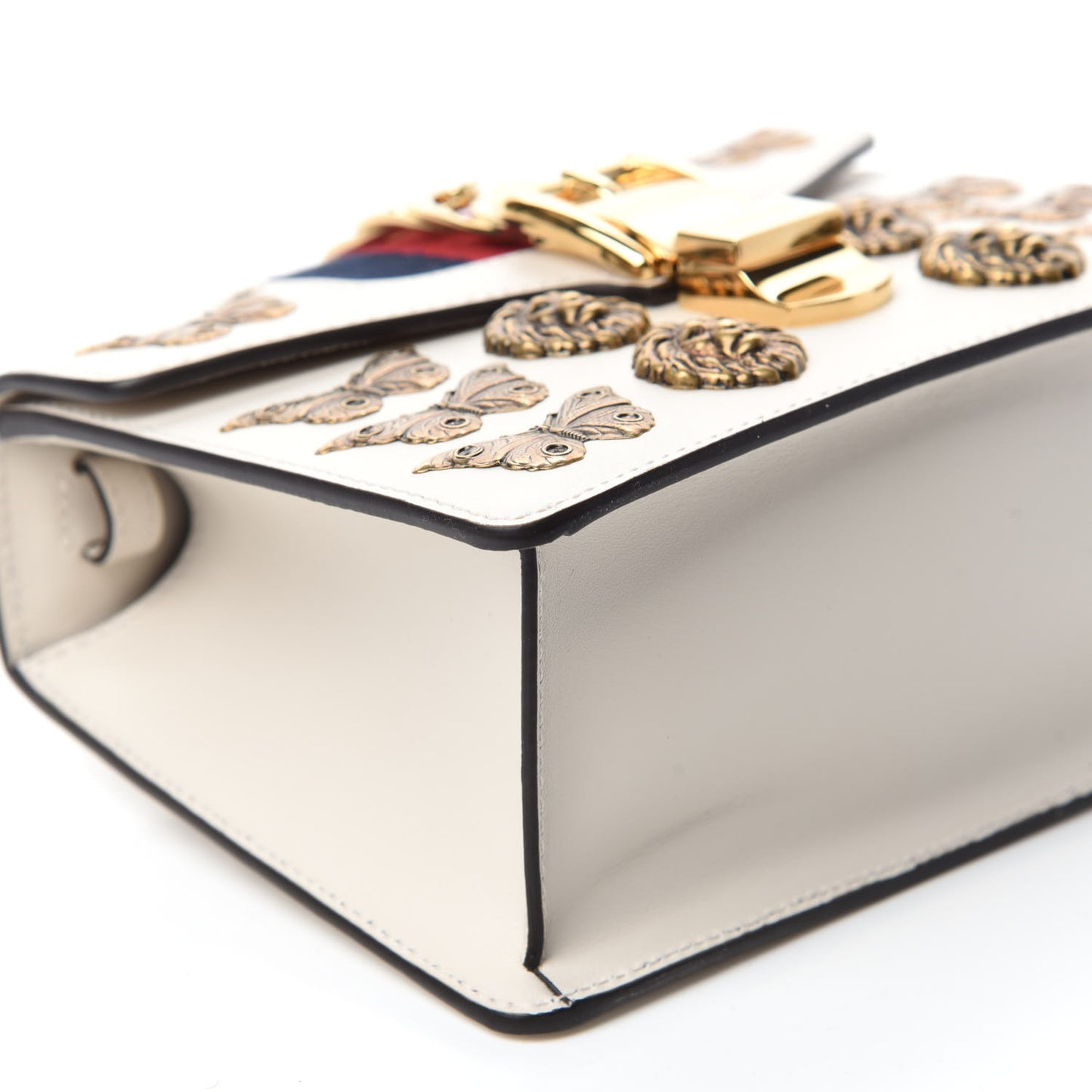 Calfskin Animal Studs Mini Sylvie Top Handle Bag White