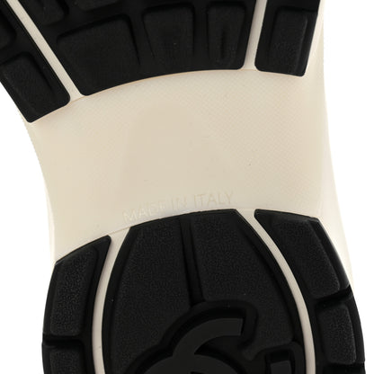 Chanel Fabric Laminated Calfskin Stretch CC Sneakers 39.5 White Silver 7 of 10