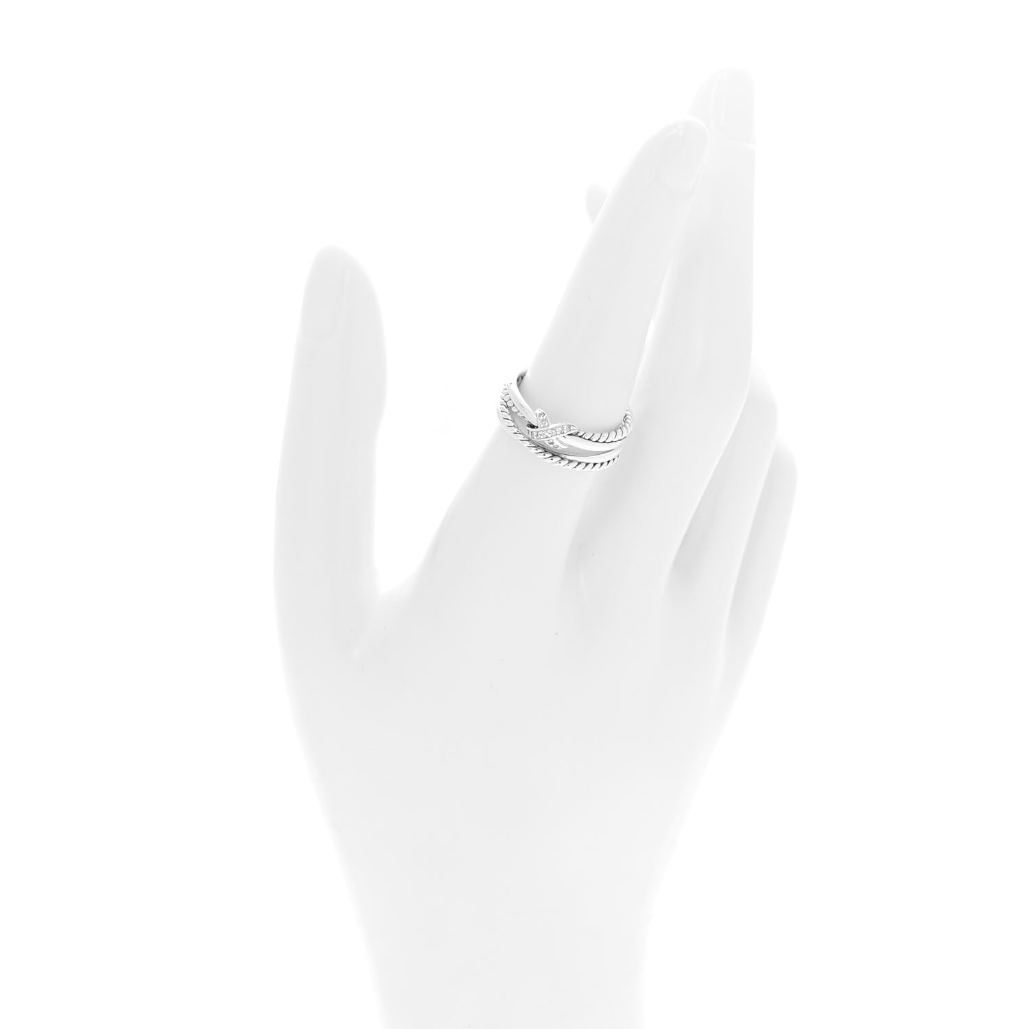 David Yurman Sterling Silver Diamond X Crossover Ring 56 7.5 2 of 5