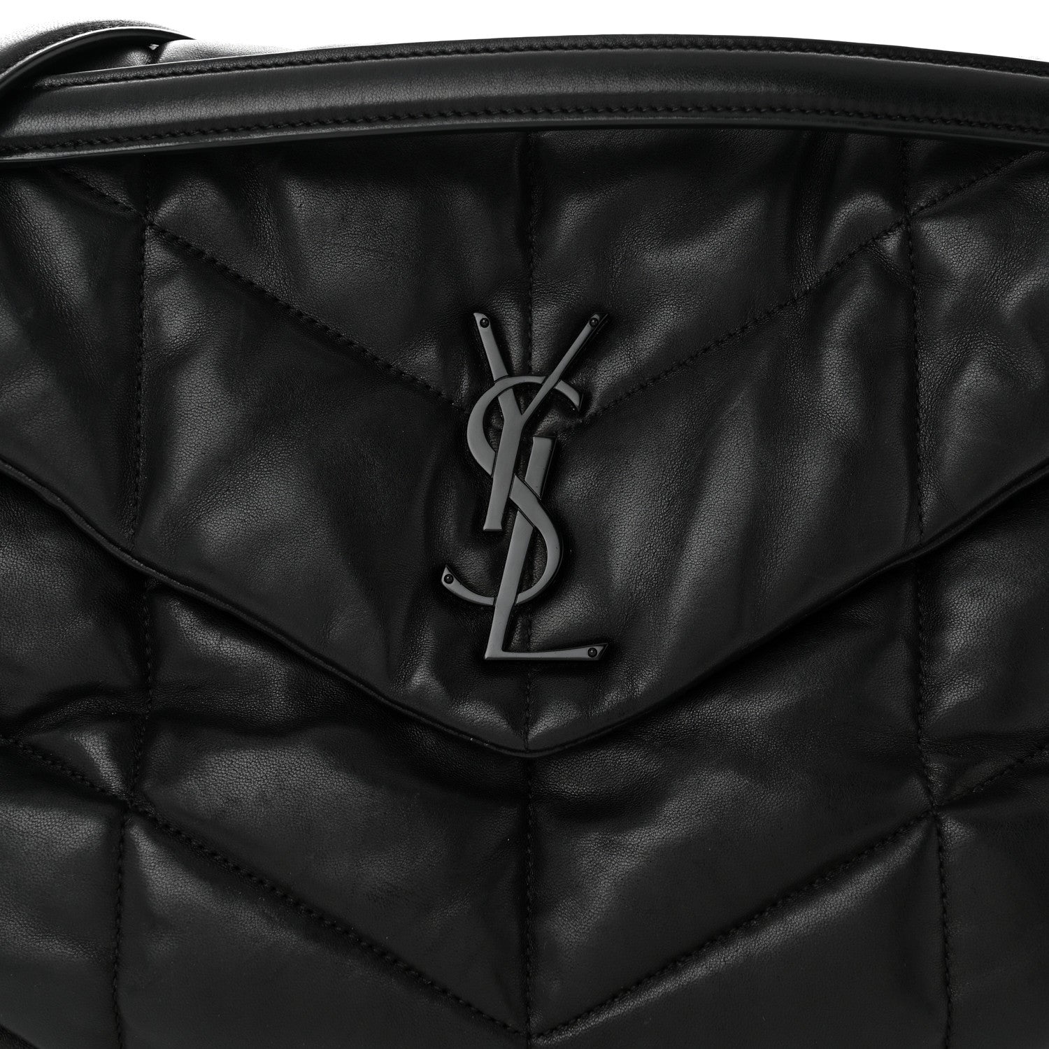Saint Laurent Lambskin Quilted Monogram Monochrome Medium Loulou Puffer Chain Satchel Black 8 of 10