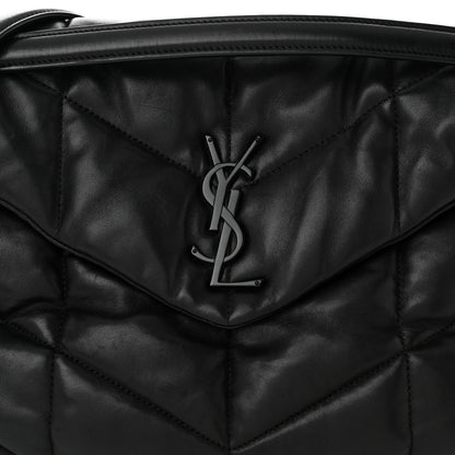 Saint Laurent Lambskin Quilted Monogram Monochrome Medium Loulou Puffer Chain Satchel Black 8 of 10