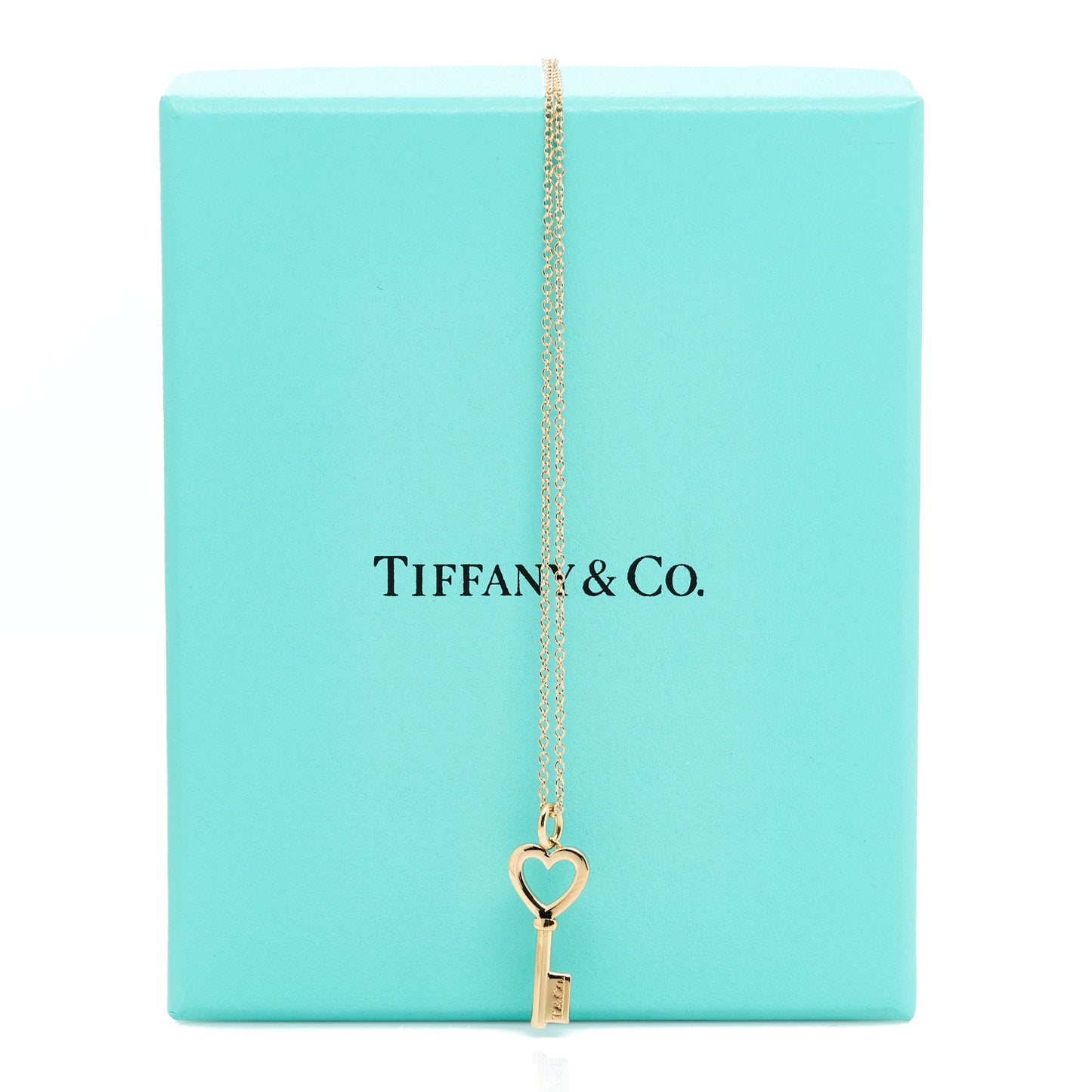 18K Rose Gold Mini Heart Key Pendant Necklace