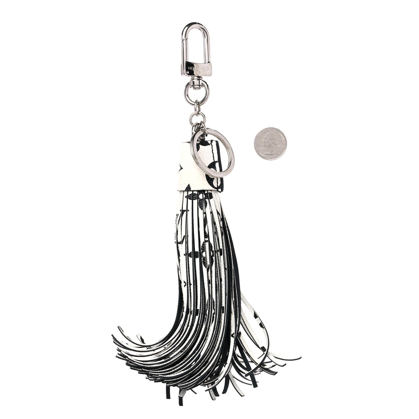 Monogram Tassel Bag Charm White