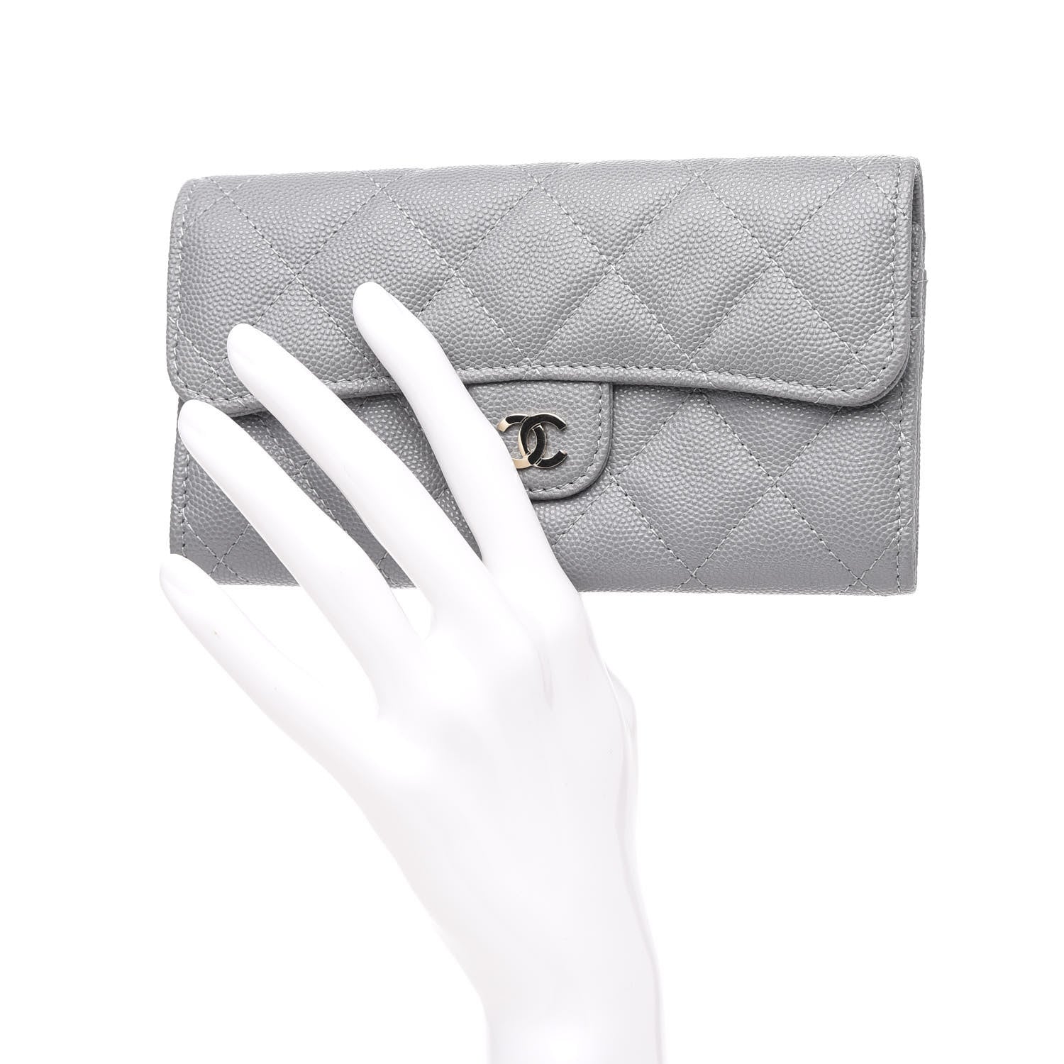 Chanel Caviar Quilted Medium Flap Wallet Grey 2 of 8