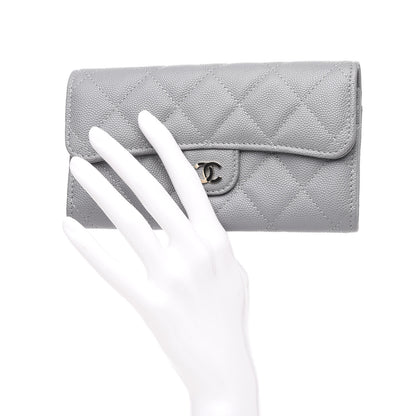 Chanel Caviar Quilted Medium Flap Wallet Grey 2 of 8