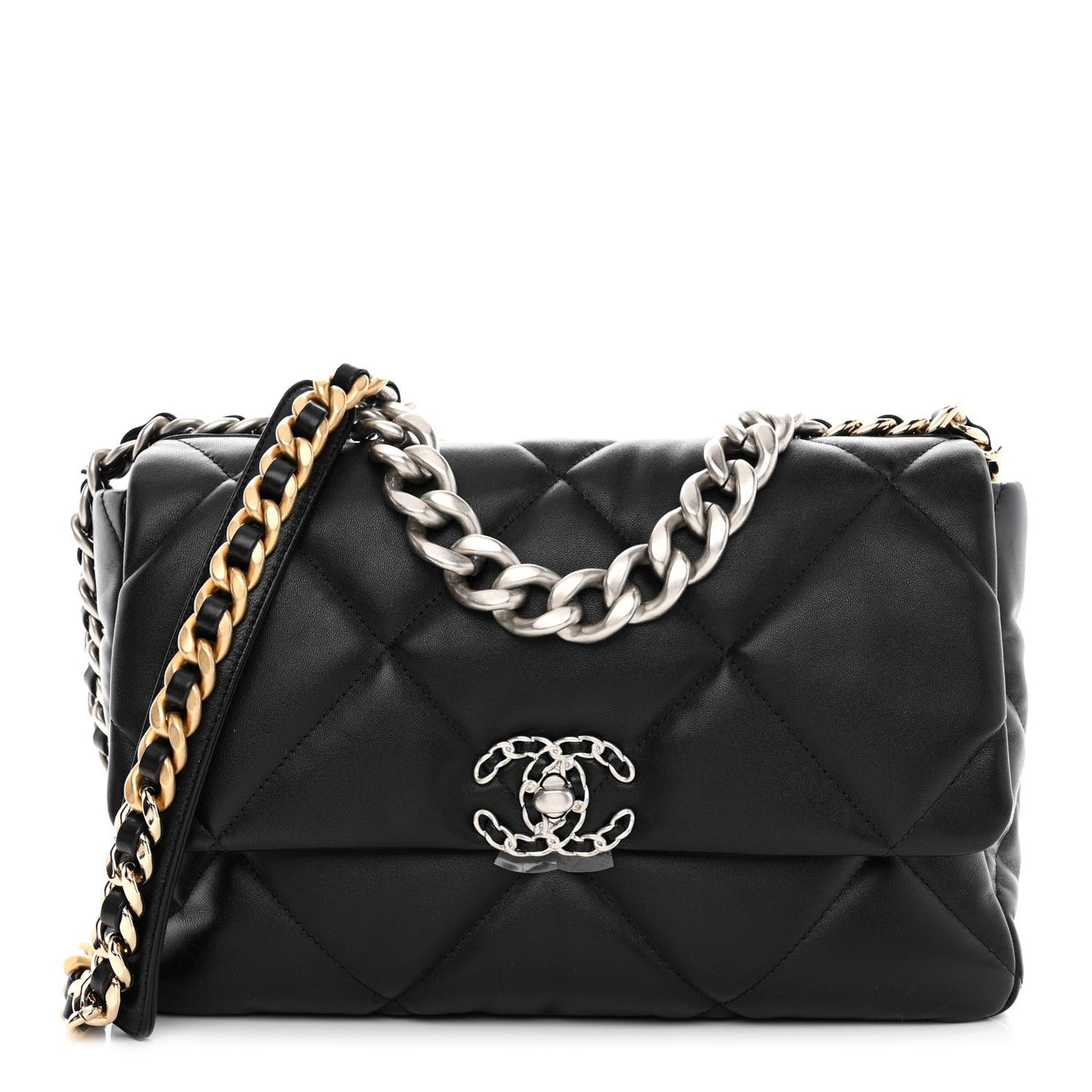 Lambskin Quilted Large Chanel 19 Flap Black