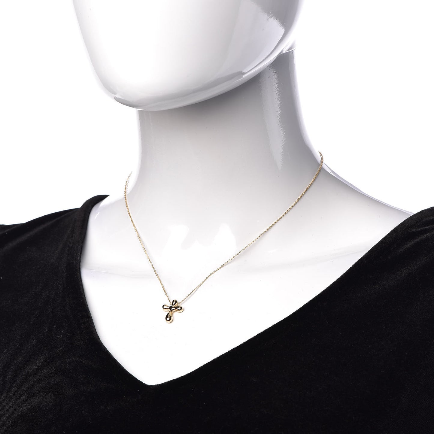 18k Yellow Gold 12mm Elsa Peretti Cross Pendant Necklace