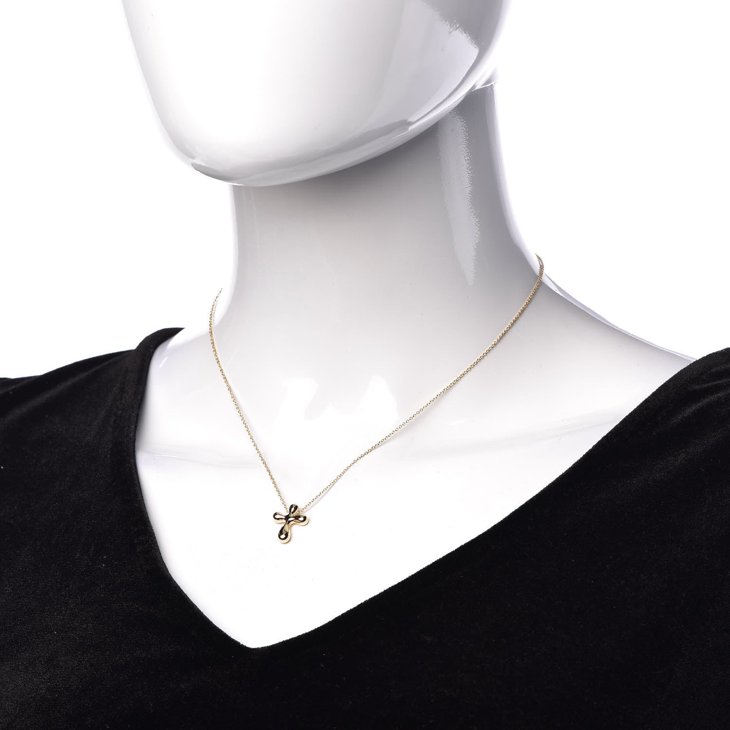 Tiffany 18k Yellow Gold 12mm Elsa Peretti Cross Pendant Necklace 2 of 6