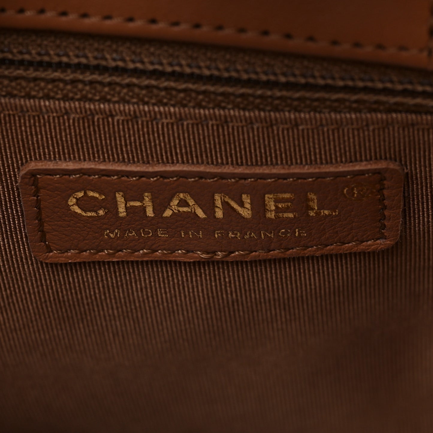 Lambskin Quilted Large Classic Shopping Tote Camel