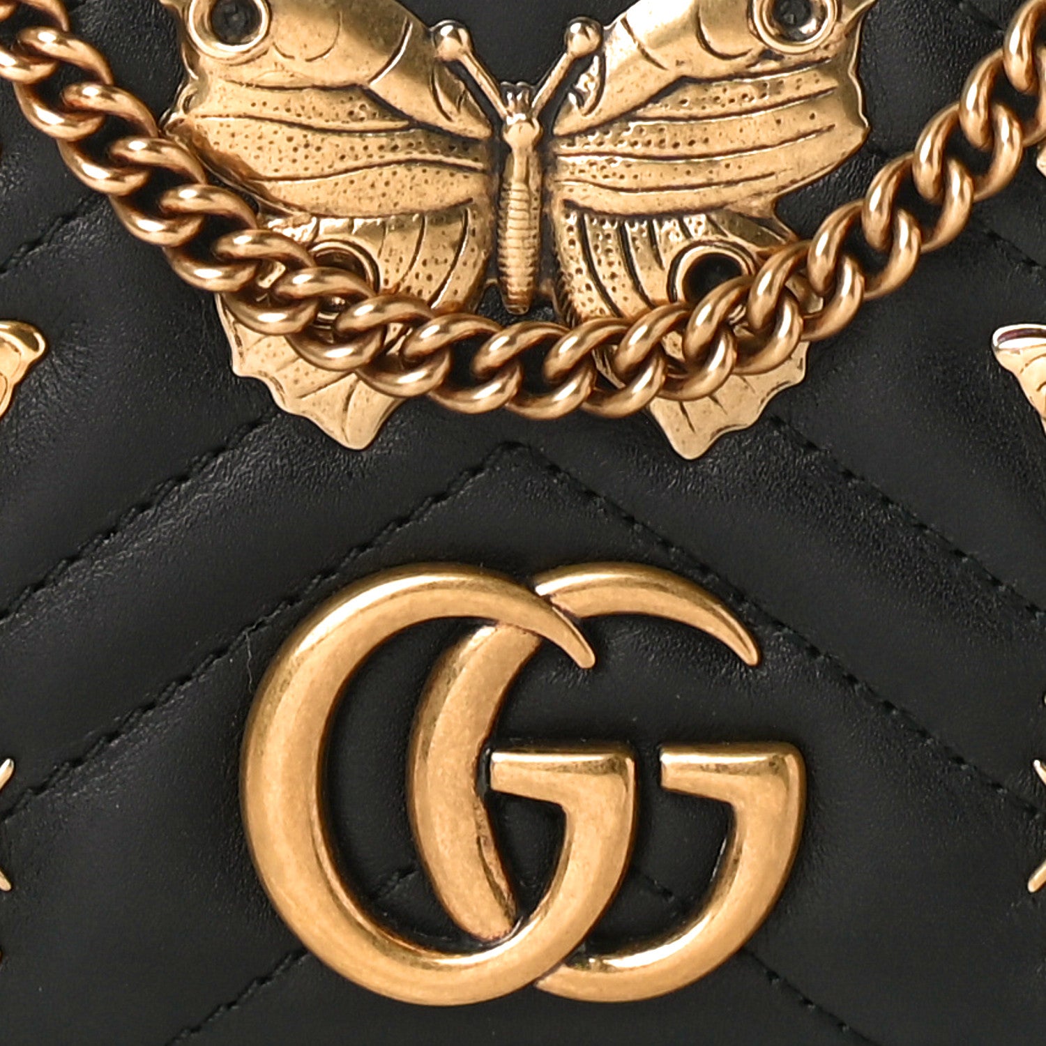 Gucci Calfskin Matelasse Mini Animal Studs GG Marmont Bag Black 7 of 12