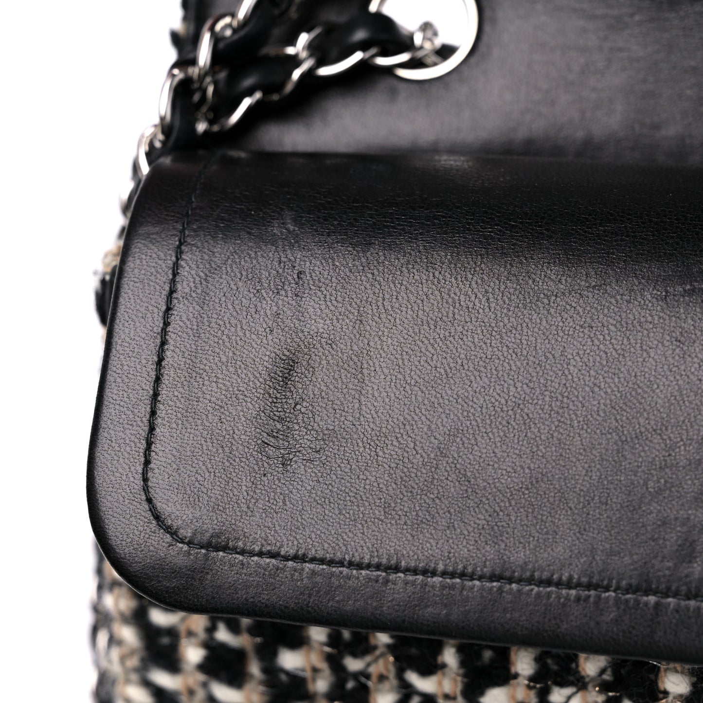 Tweed Quilted Medium Double Flap Black Multicolor