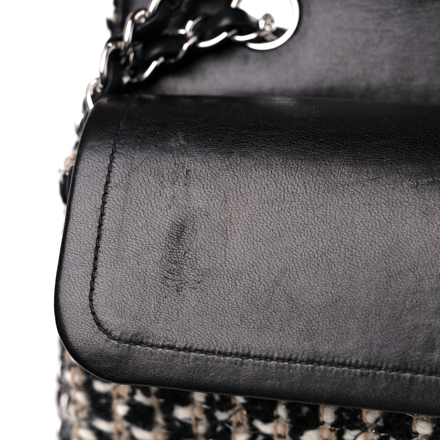 Chanel Tweed Quilted Medium Double Flap Black Multicolor 13 of 14