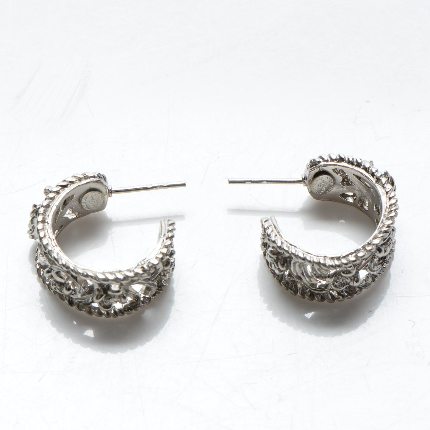 CC Camellia Hoop Earrings Silver
