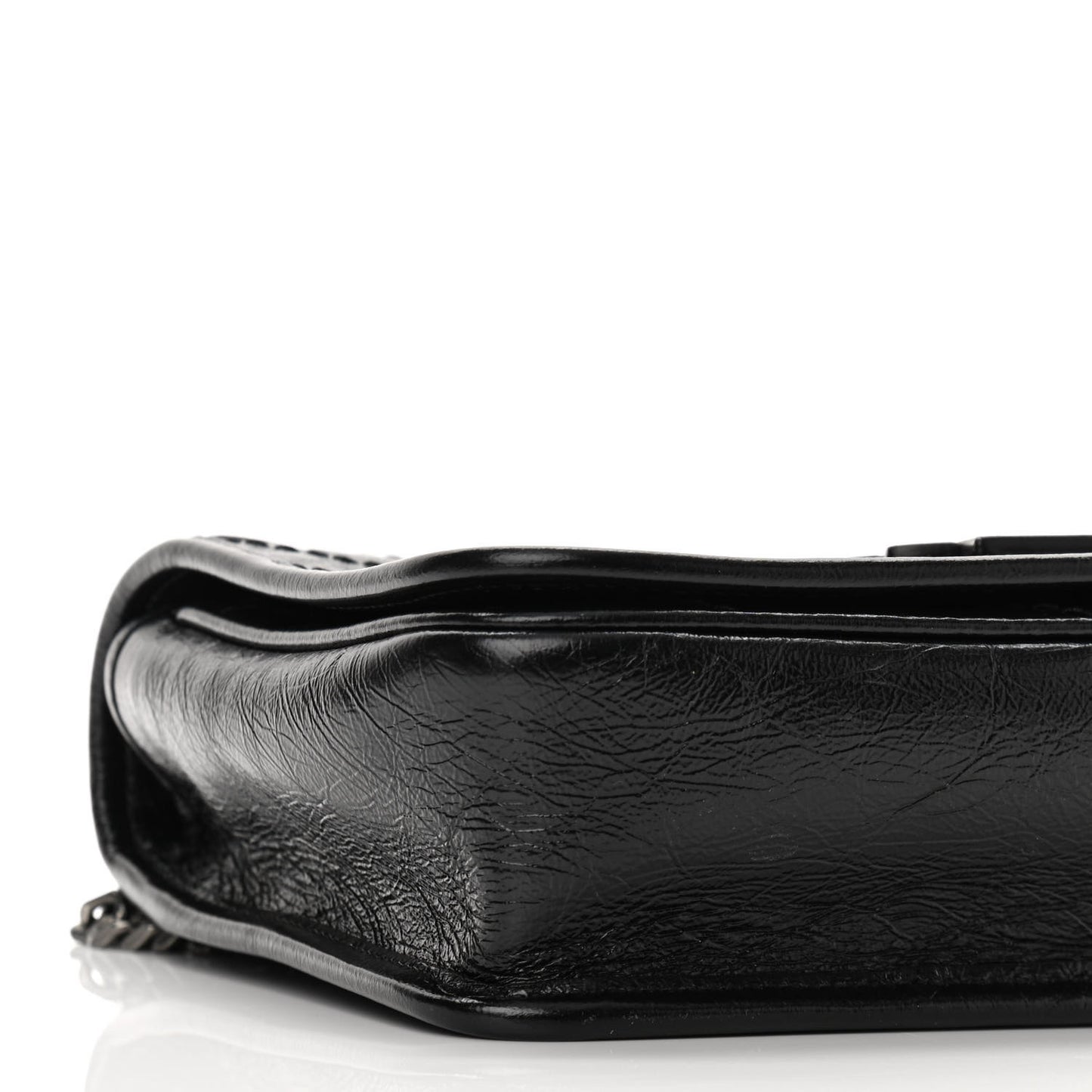 Crinkled Calfskin Matelasse Monogram Niki Chain Wallet Black