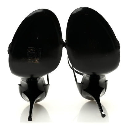 Saint Laurent Patent Cassandra 100 Ankle Strap Sandals 39.5 Black 6 of 9