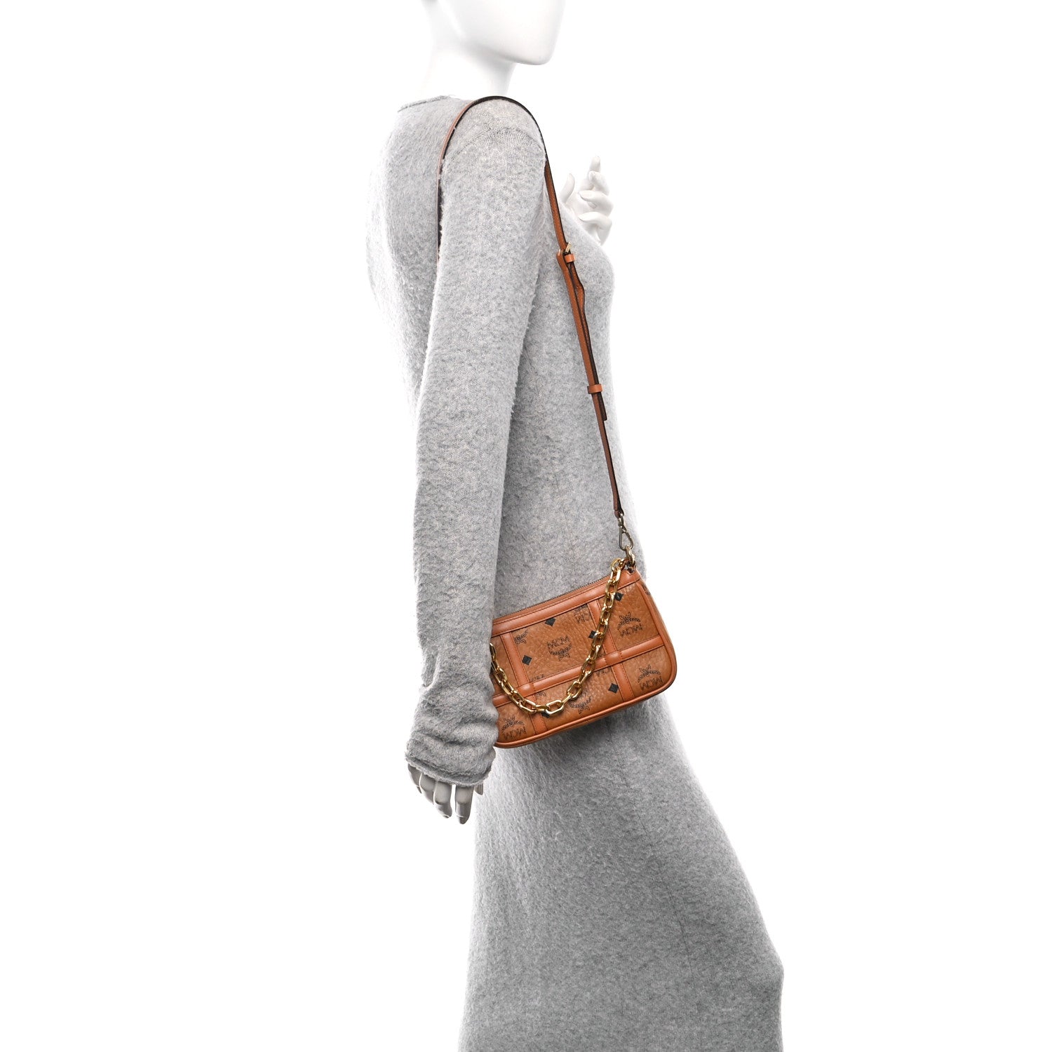 mcm ボディバッグ　cognac smallサイズ✨ MCM Visetos Small Cylinder Crossbody Bag Cognac 1816486 – FASHIONPHILE