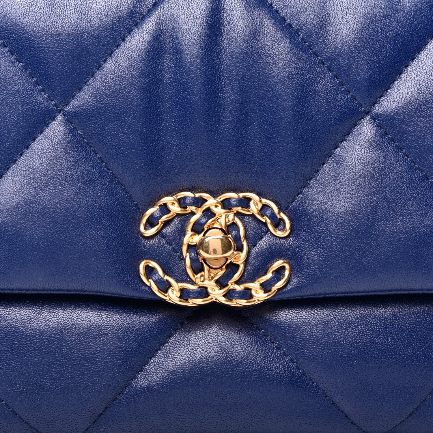 Chanel Goatskin Quilted Medium 19 Flap Dark Blue 10 of 12