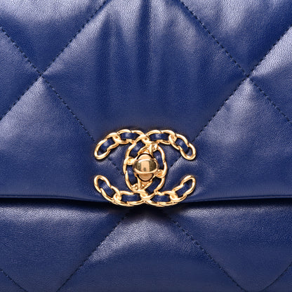 Chanel Goatskin Quilted Medium 19 Flap Dark Blue 10 of 12