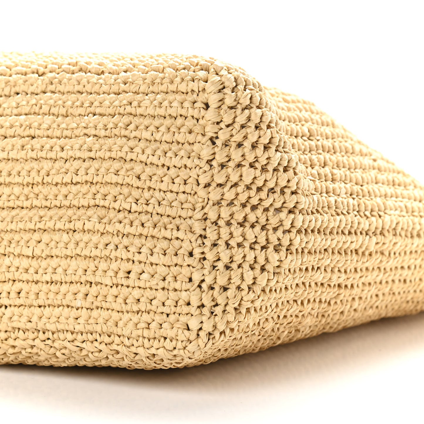 Yarn Raffia Effect Crochet Embroidered Logo Tote Naturale