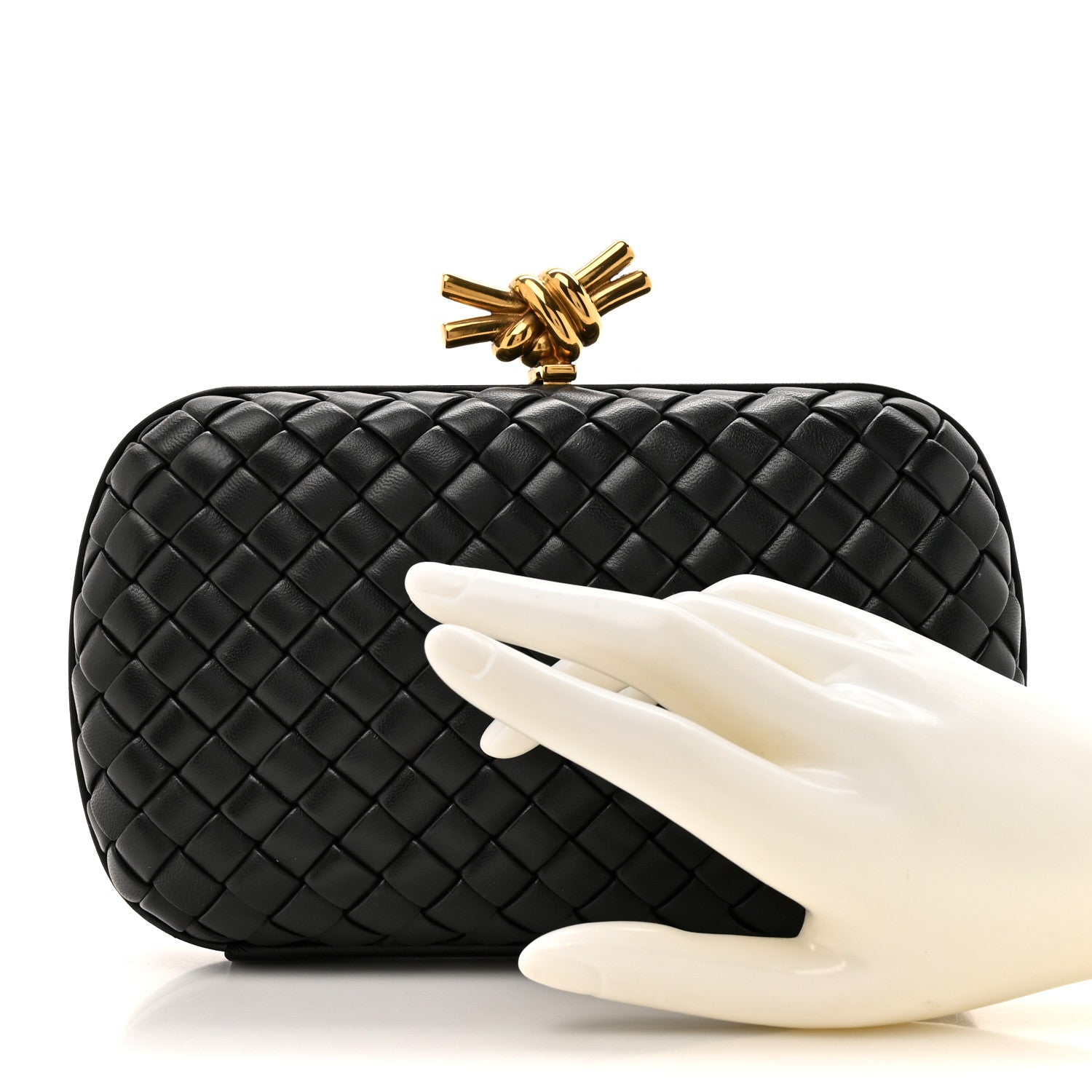 Bottega Veneta Nappa Intrecciato Knot Clutch Black 2 of 7