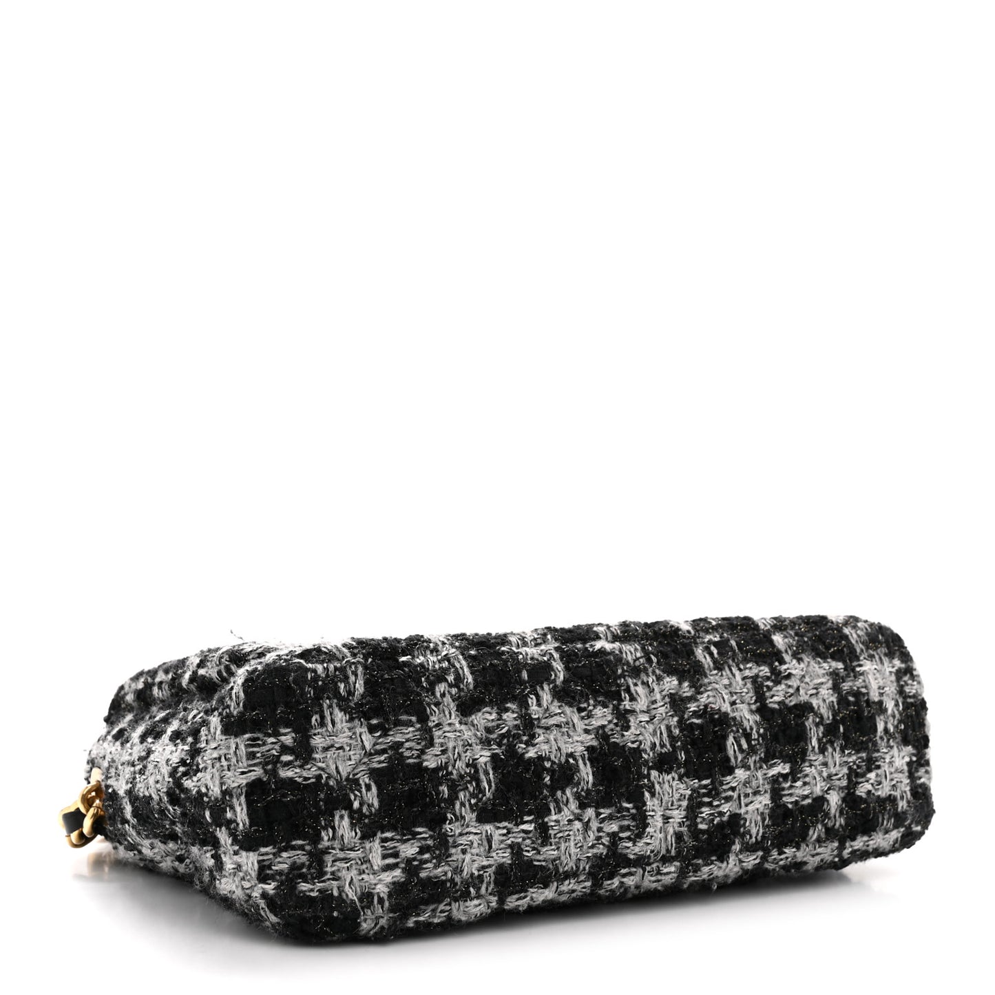 Wool Tweed Quilted Small Elegant Chain Flap Black Grey