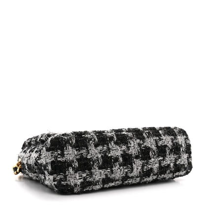 Chanel Wool Tweed Quilted Small Elegant Chain Flap Black Grey 4 of 11