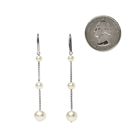 David Yurman Sterling Silver Pearl Triple Drop Earrings 2 of 5