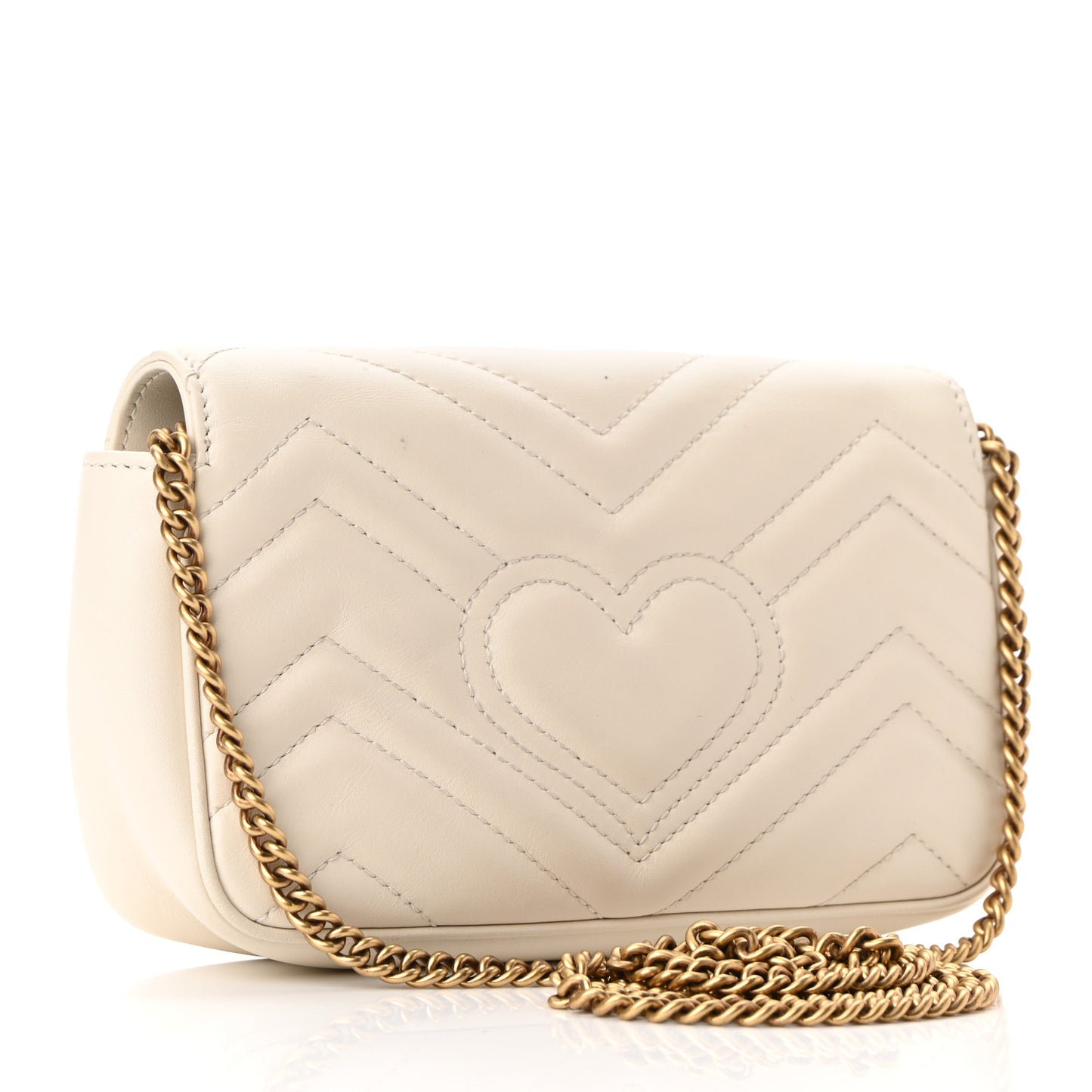 Calfskin Matelasse Super Mini GG Marmont Shoulder Bag White