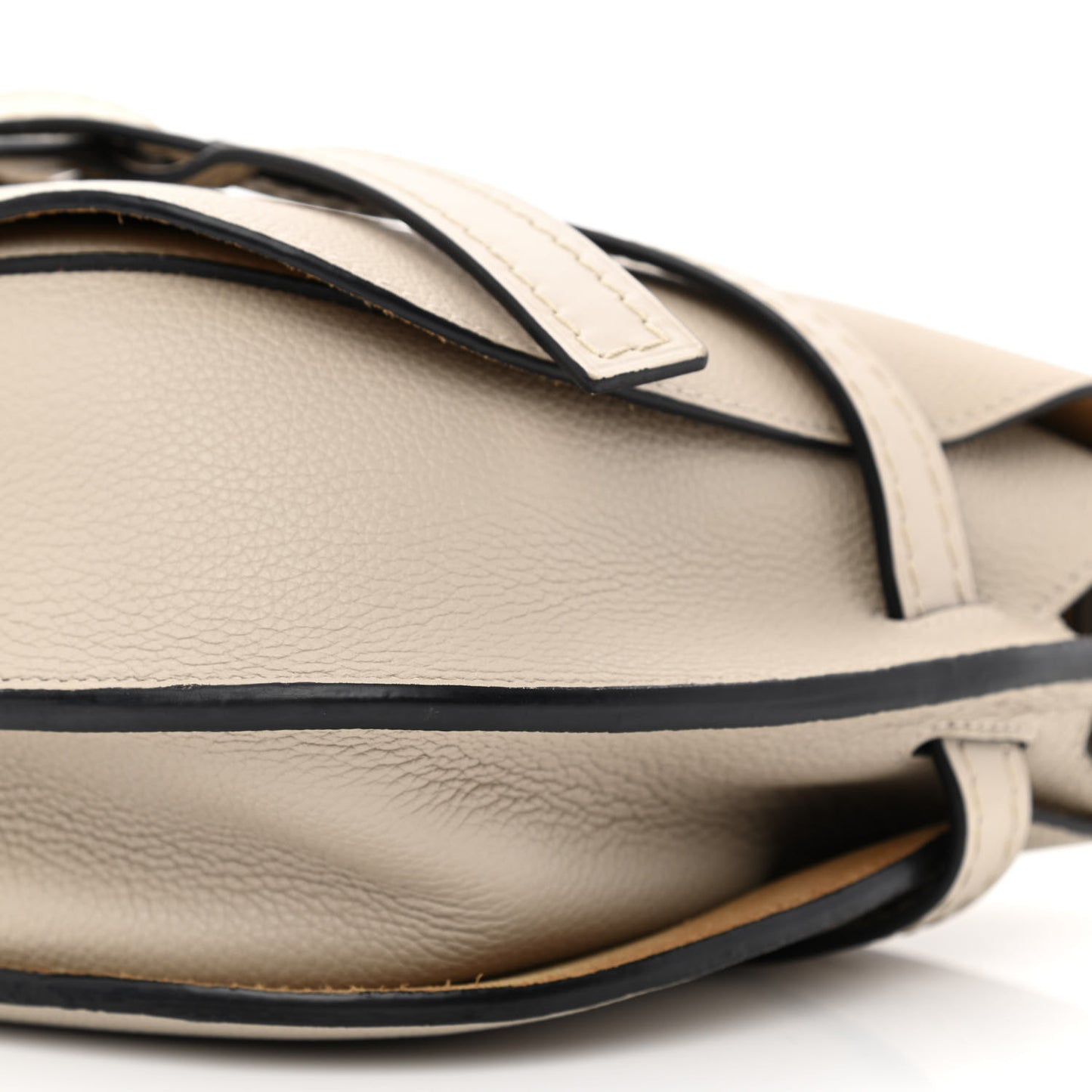 Grained Calfskin Small Gate Crossbody Bag Light Oat