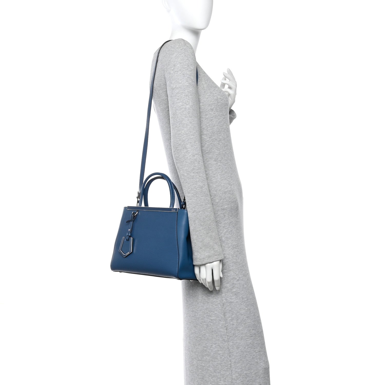 Fendi Vitello Elite Petite 2Jours Tote Blue Cobalto 2 of 10