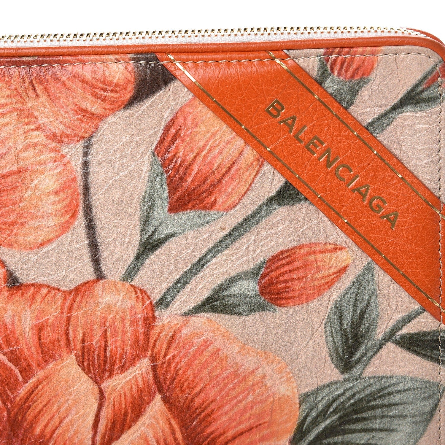 Balenciaga Agneau Floral Print Blanket Pouch Orange 9 of 9