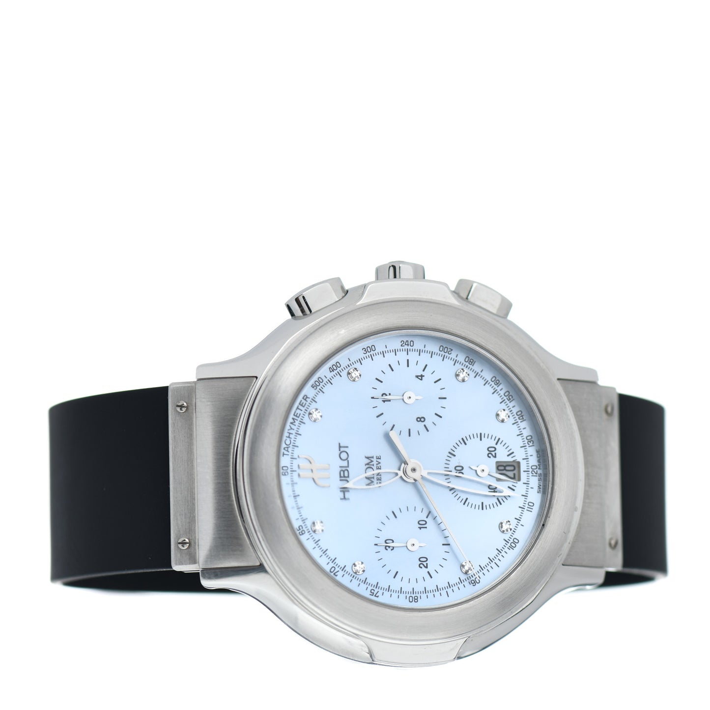 Stainless Steel Rubber Diamond Blue Mother of Pearl 37mm MDM Quartz Watch 1640.1