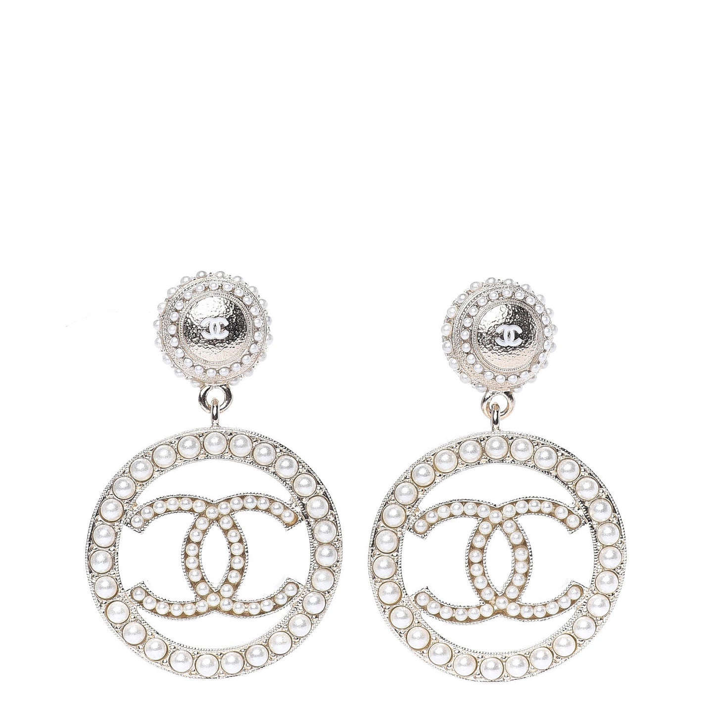 Pearl CC Drop Earrings Light Gold