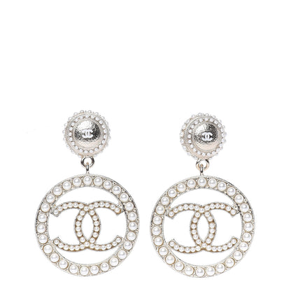 Chanel Pearl CC Drop Earrings Light Gold 1 of 5