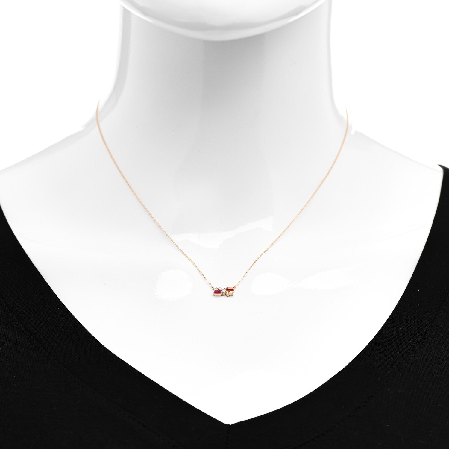 Suzanne Kalan 18K Yellow Gold Diamond Pink Sapphire Orange Topaz Pendant Necklace 2 of 5