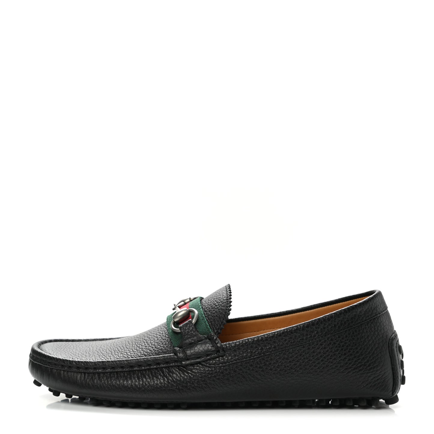 Calfskin Web Mens Horsebit Driver Loafers 8 Black