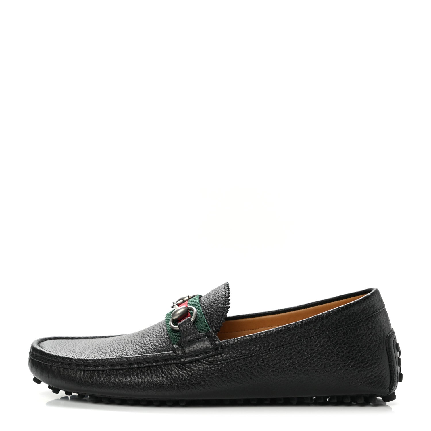 Gucci Calfskin Web Mens Horsebit Driver Loafers 8 Black 1 of 10