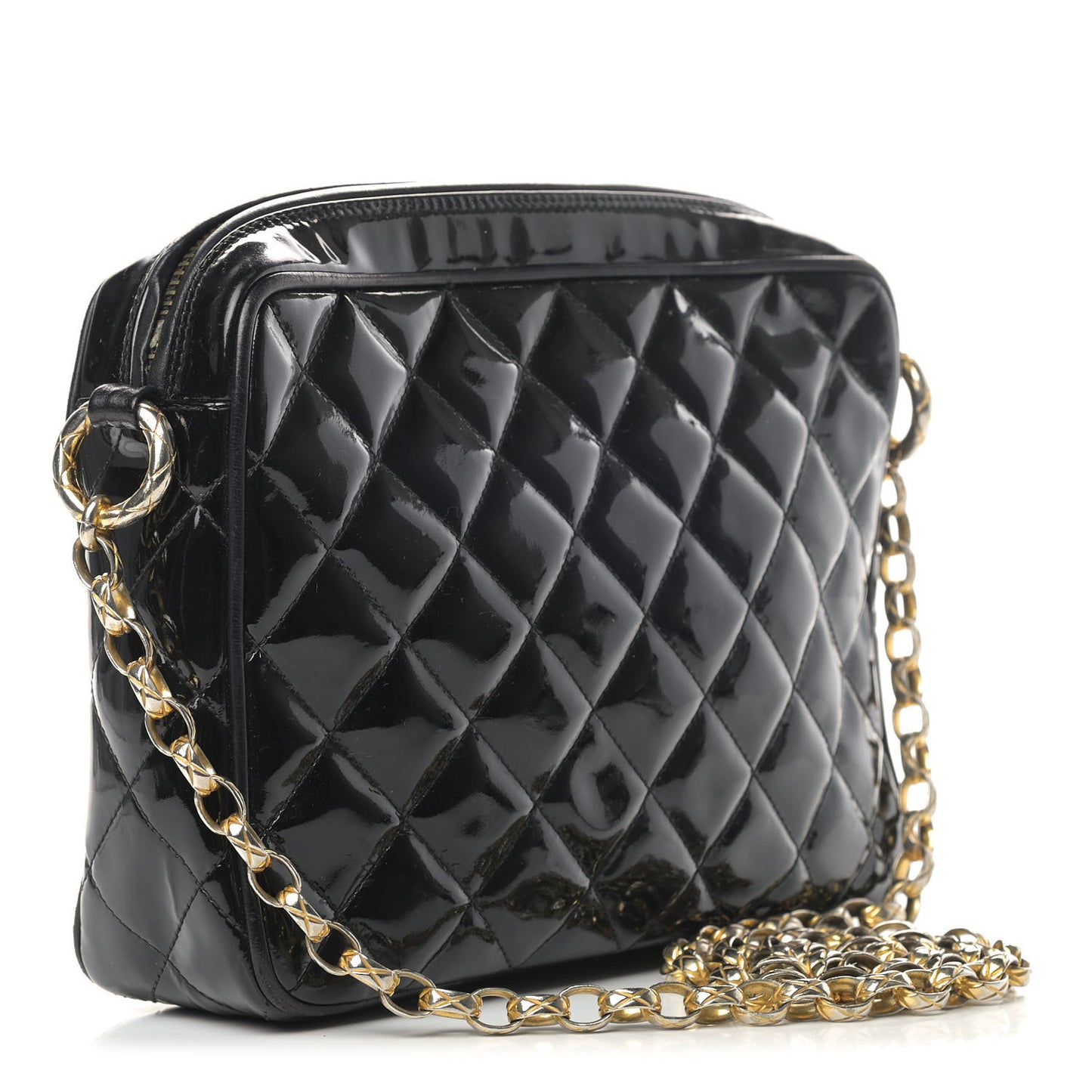 Patent Quilted Tassel Camera Case Black