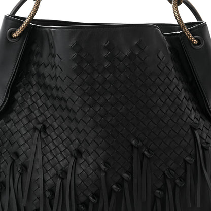 Bottega Veneta Nappa Intrecciato Fringe Brio Loop Hobo Black 8 of 11