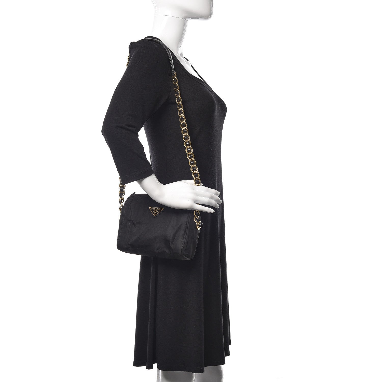 Prada Tessuto Nylon Shoulder Bag Black 2 of 9
