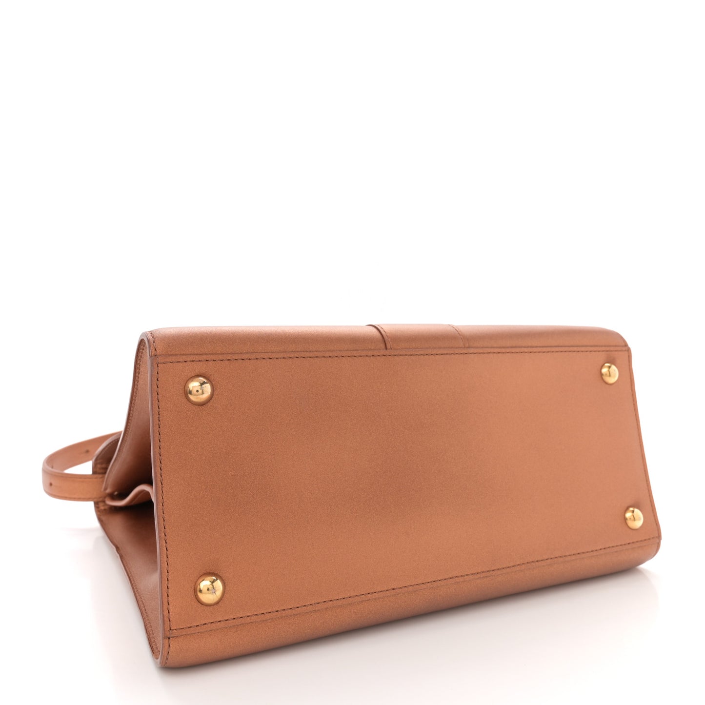 Metallic Calfskin MM Brillant Satchel Bronze